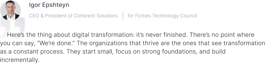 Quote by Igor Epshteyn CEO Coherent Solutions